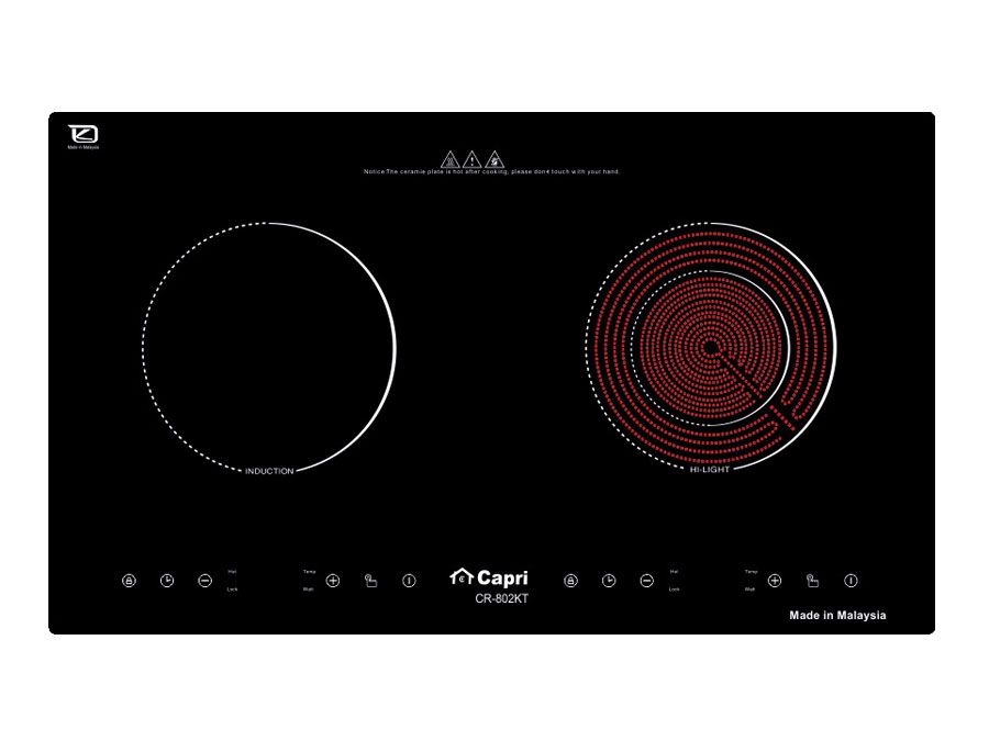 Bếp gas âm kính 2 lò Capri CR-208KT