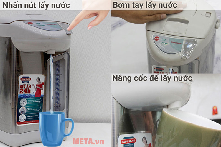 Trang bị 3 cách rót nước cực thuận tiện