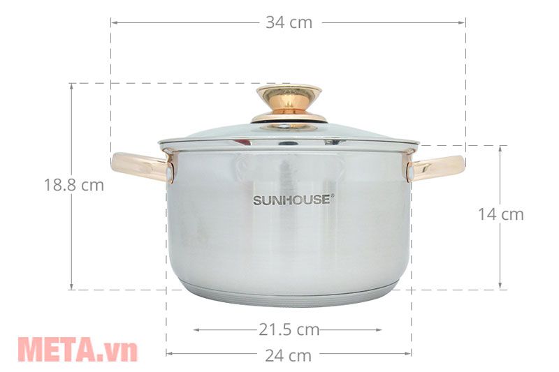 Bộ 3 nồi inox 5 đáy Sunhouse SH781