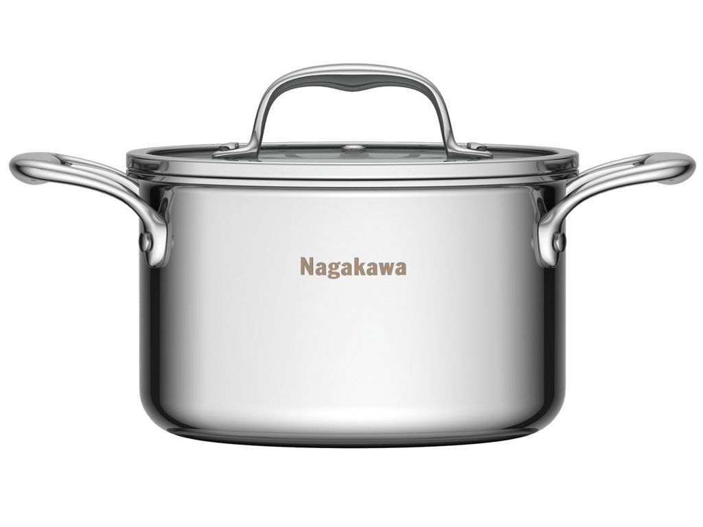 Bộ 3 nồi inox 5 lớp toàn phần Nagakawa Haru NAG1355 (16cm, 20cm, 24cm) - Dùng trên mọi loại bếp