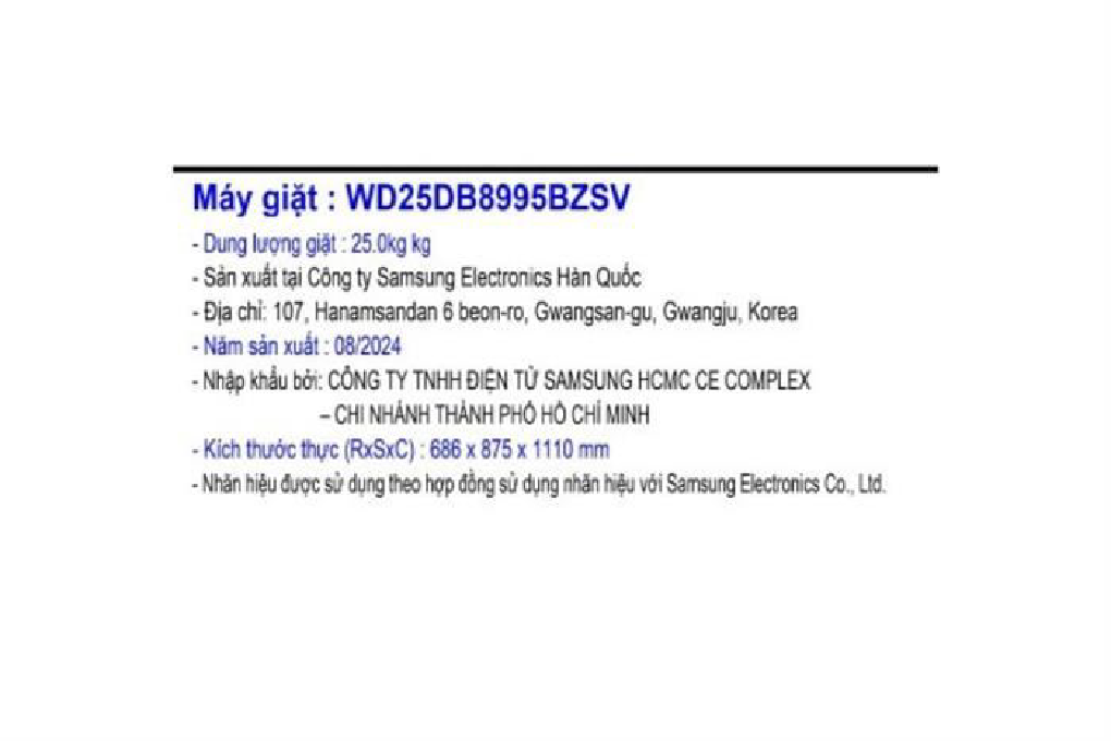 Máy giặt sấy bơm nhiệt Samsung Bespoke AI Heatpump 25/15kg WD25DB8995BZSV