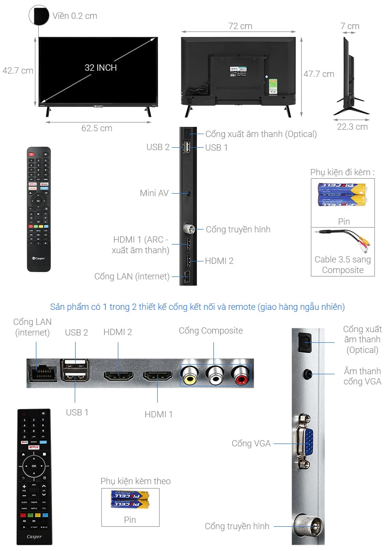 Smart Tivi Casper 32 inch 32HX6200