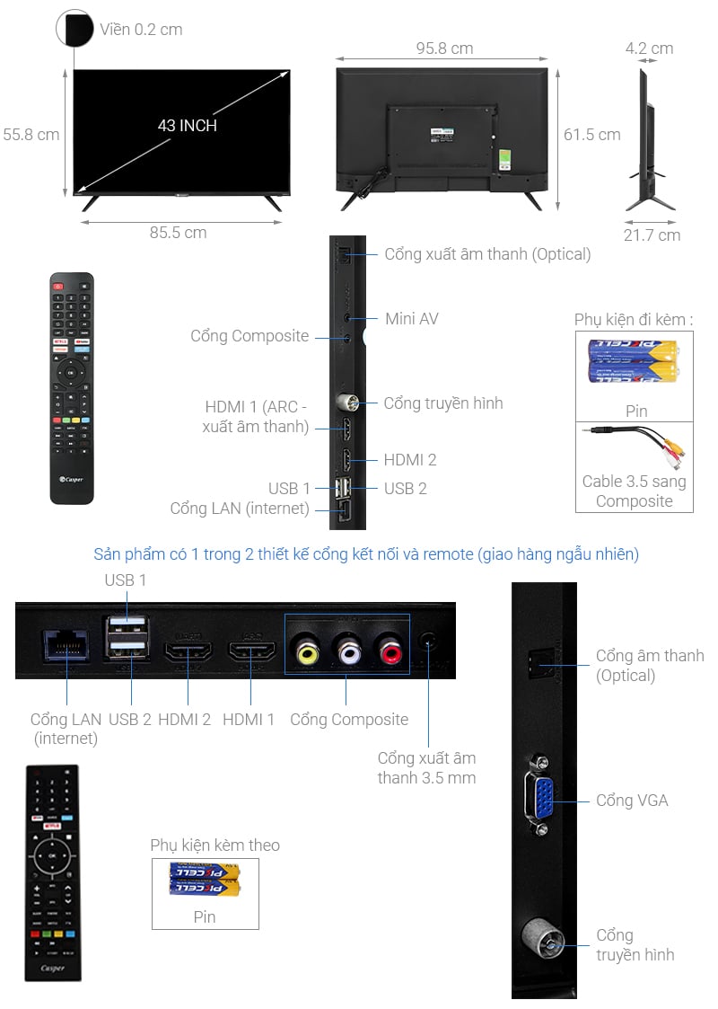 Smart Tivi Casper 43 inch 43FX6200