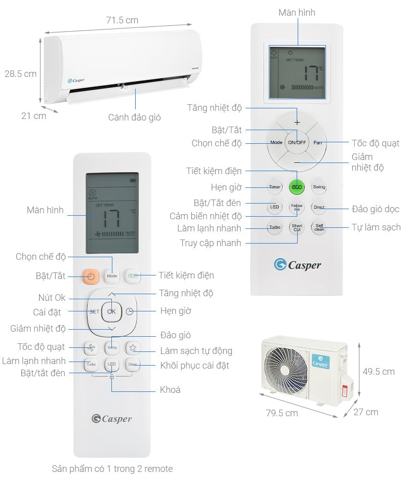 Điều hoà Casper Inverter 1 HP IC-09TL32