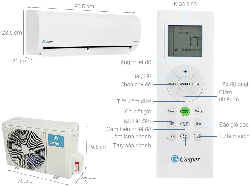 Điều hoà Casper Inverter 1.5 HP IC-12TL32