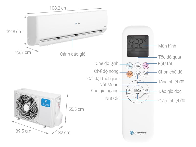 Điều hoà  Casper Inverter 2.5 HP GC-24IS32