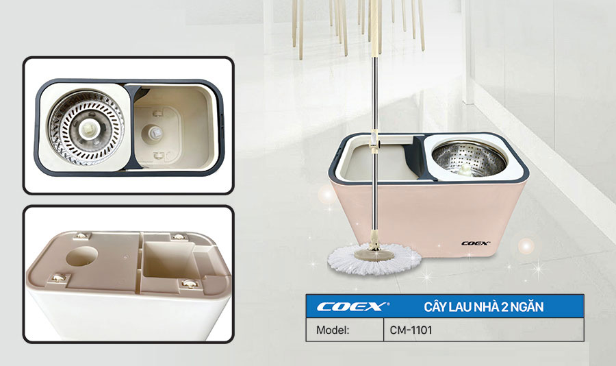 Cây lau nhà có thùng đựng nước bằng nhựa PP Cây lau nhà