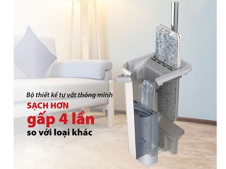 Cây lau nhà thông minh xoay 360 độ Saiko MOP-F06