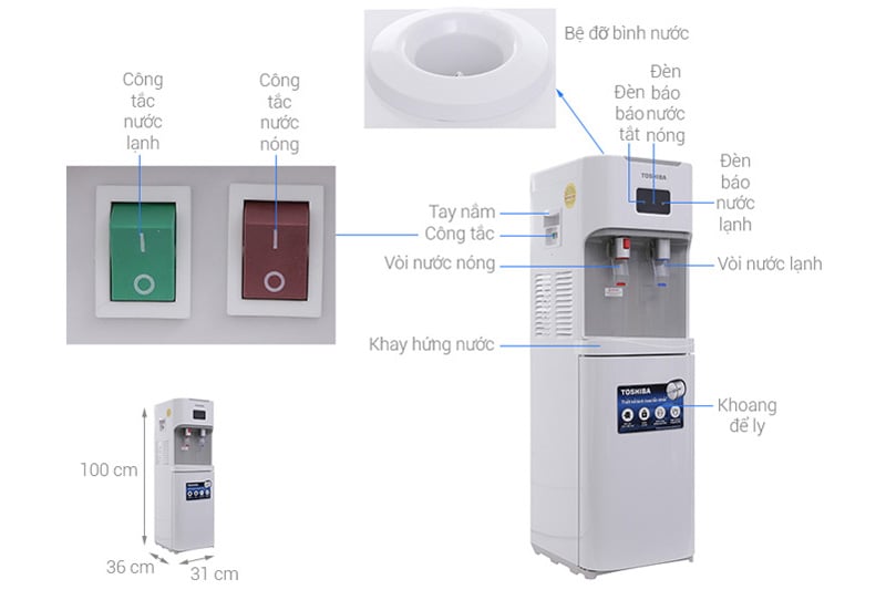 Cấu tạo của cây nước nóng lạnh Cây nước nóng lạnh RWF-W1664TV(W1)