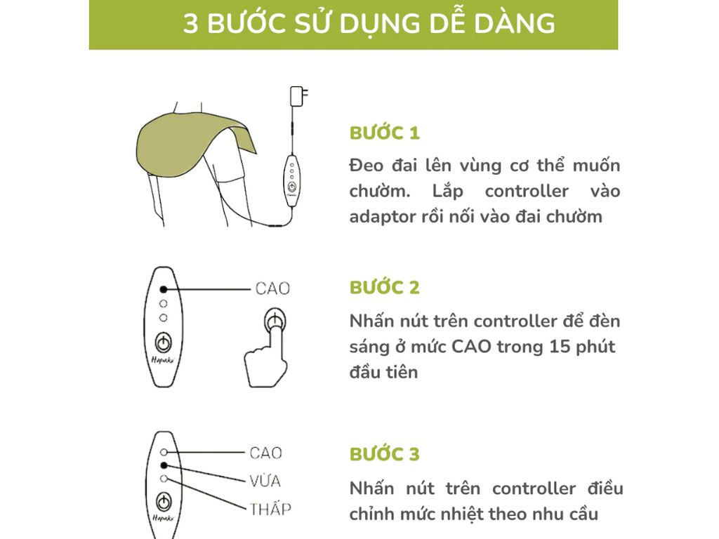 Đai chườm nóng thảo dược cổ gáy Hapaku (Làm nóng bằng điện)