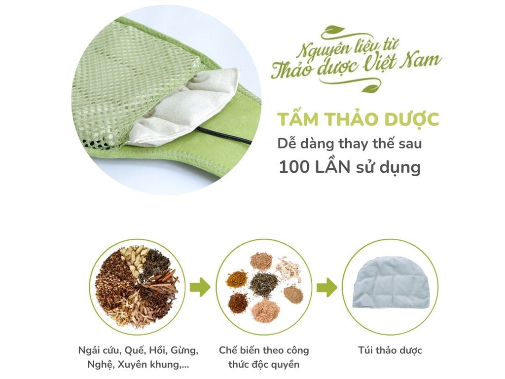 Đai chườm nóng thảo dược cổ gáy Hapaku (Làm nóng bằng điện)