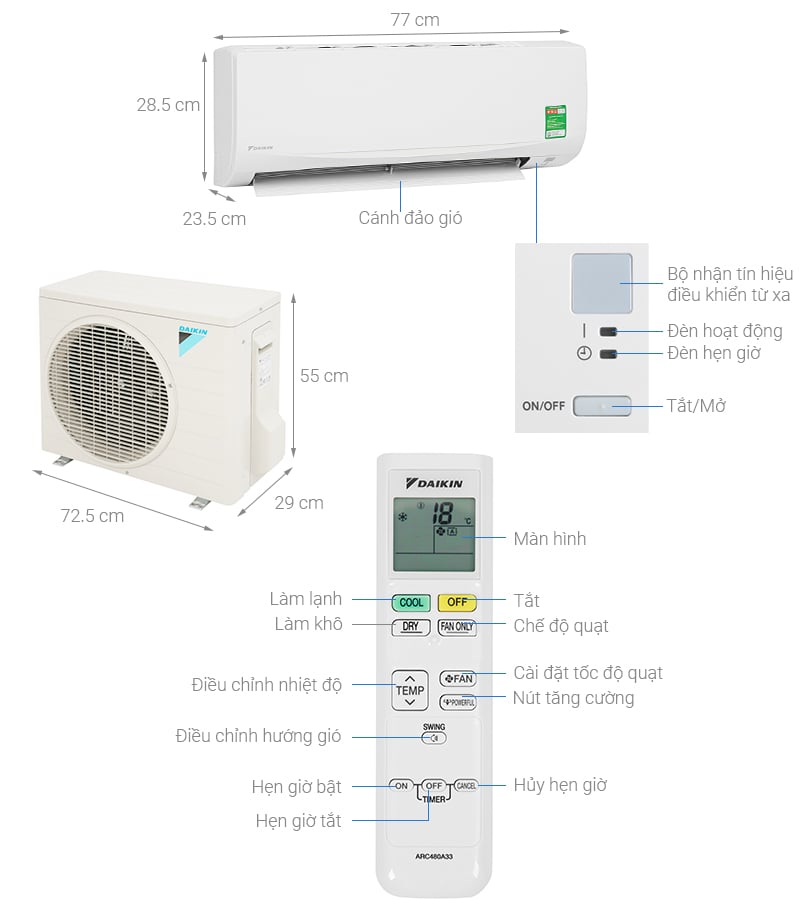 Điều hoà  Daikin 1.5 HP ATF35UV1V