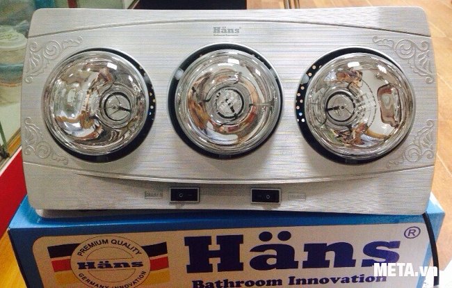 Đèn sưởi nhà tắm hồng ngoại Hans 3 bóng H3B mẫu mã mới