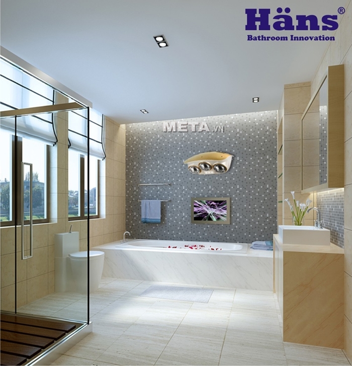 Đèn sưởi nhà tắm hồng ngoại Hans 3 bóng H3B phù hợp với phòng có diện tích từ 4 -6 m2.