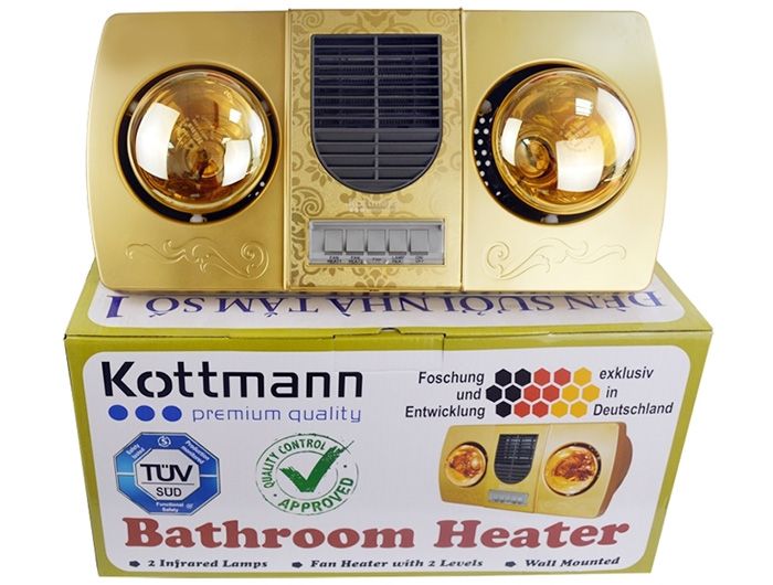 Đèn sưởi nhà tắm 2 bóng có thổi gió Kottmann K2B-HW-G