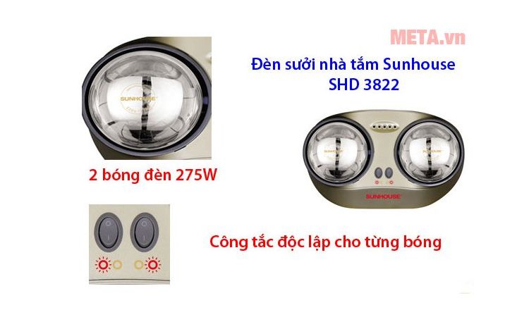 Đèn sưởi nhà tắm Sunhouse SHD3822