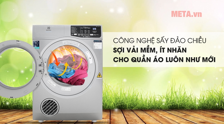 Máy sấy Electrolux EDV805JQSA ứng dụng công nghệ sấy đảo chiều giảm nhăn tới 32%