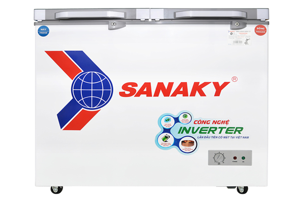 Tủ đông 2 ngăn đông và mát inverter Sanaky VH-4099W4K (280 lít, nắp kính xám)