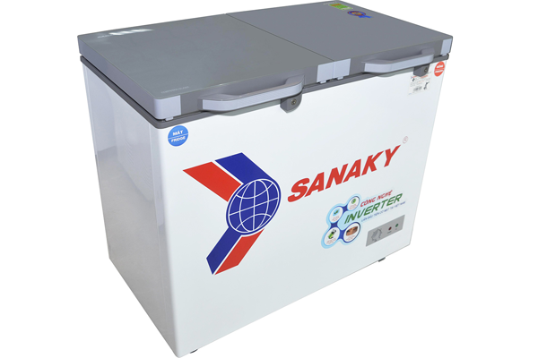 Tủ đông 2 ngăn đông và mát inverter Sanaky VH-4099W4K (280 lít, nắp kính xám)