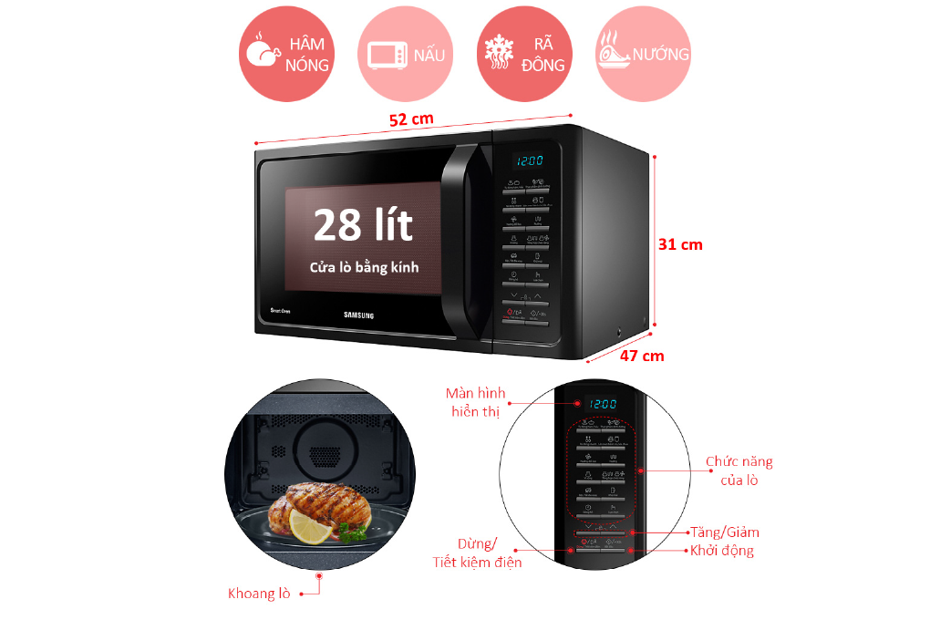Lò vi sóng Samsung 28 Lít MC28H5015AK