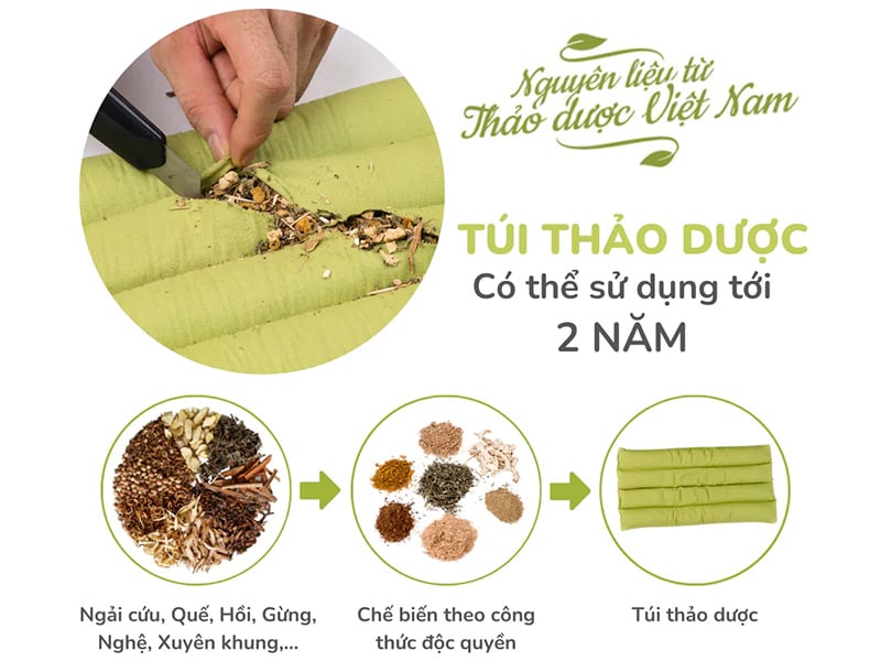 Gối chườm nóng làm từ nguyên liệu thảo dược