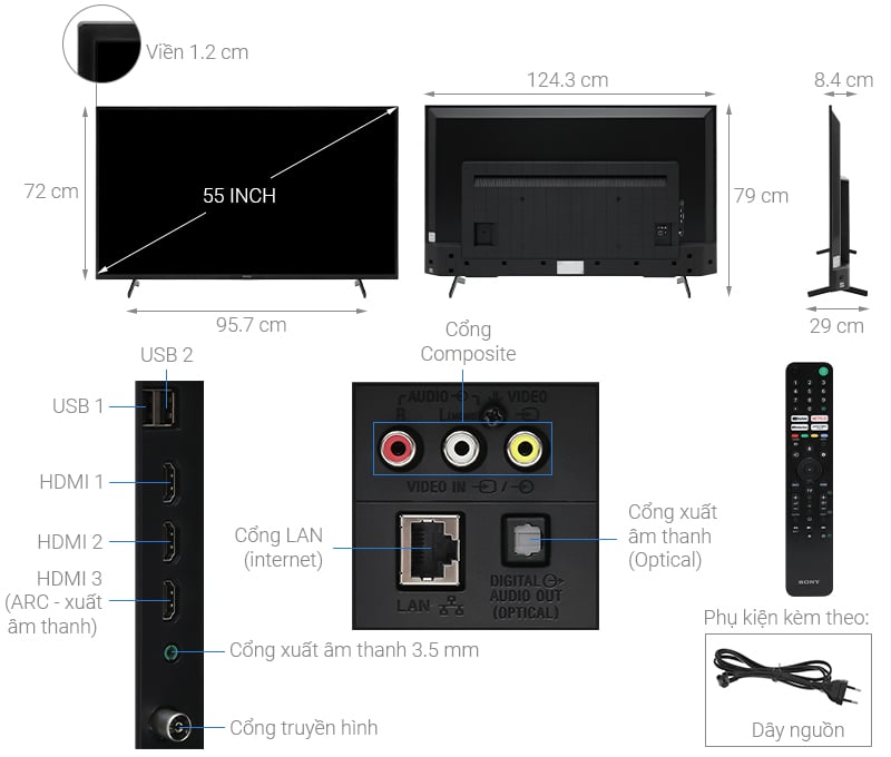 Google Tivi Sony 4K 55 inch KD-55X75K