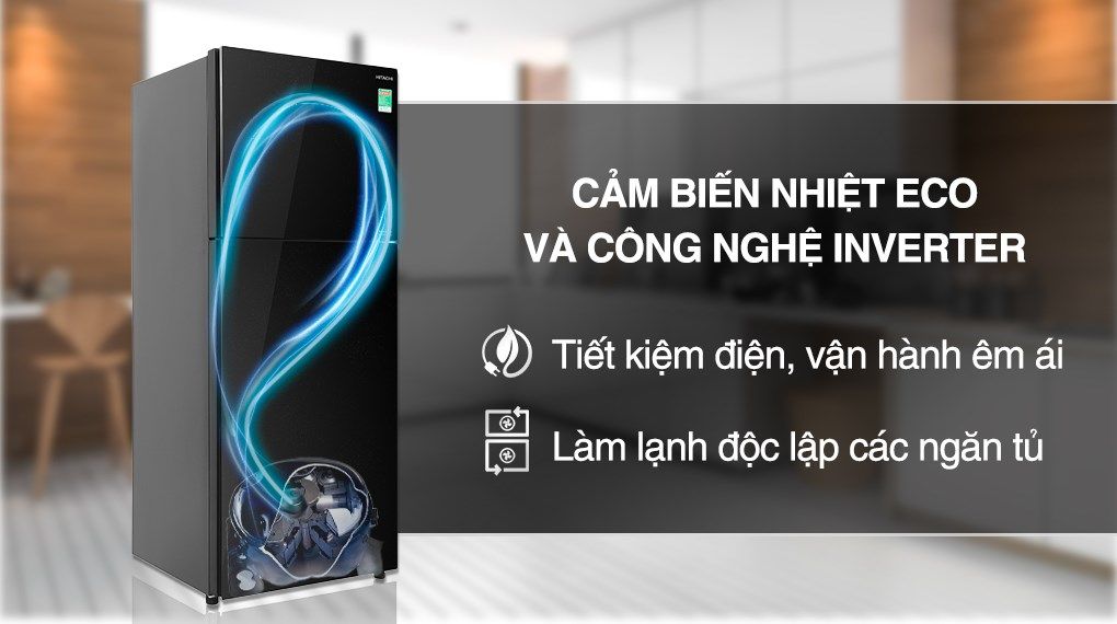 Tủ lạnh Hitachi Inverter 349 lít R-FVY480PGV0 GBK (2 cánh)