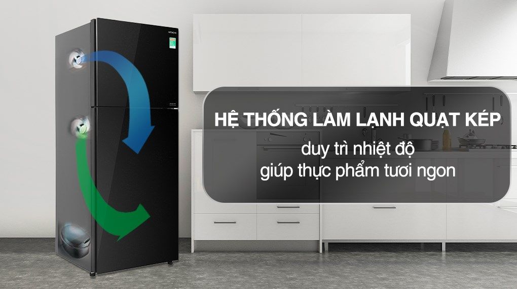 Tủ lạnh Hitachi Inverter 349 lít R-FVY480PGV0 GBK (2 cánh)