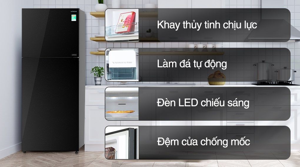 Tủ lạnh Hitachi Inverter 349 lít R-FVY480PGV0 GBK (2 cánh)