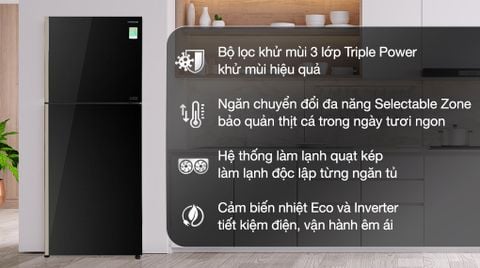 Tủ lạnh Hitachi Inverter 339 lít R-FVX450PGV9 GBK (2 cánh)