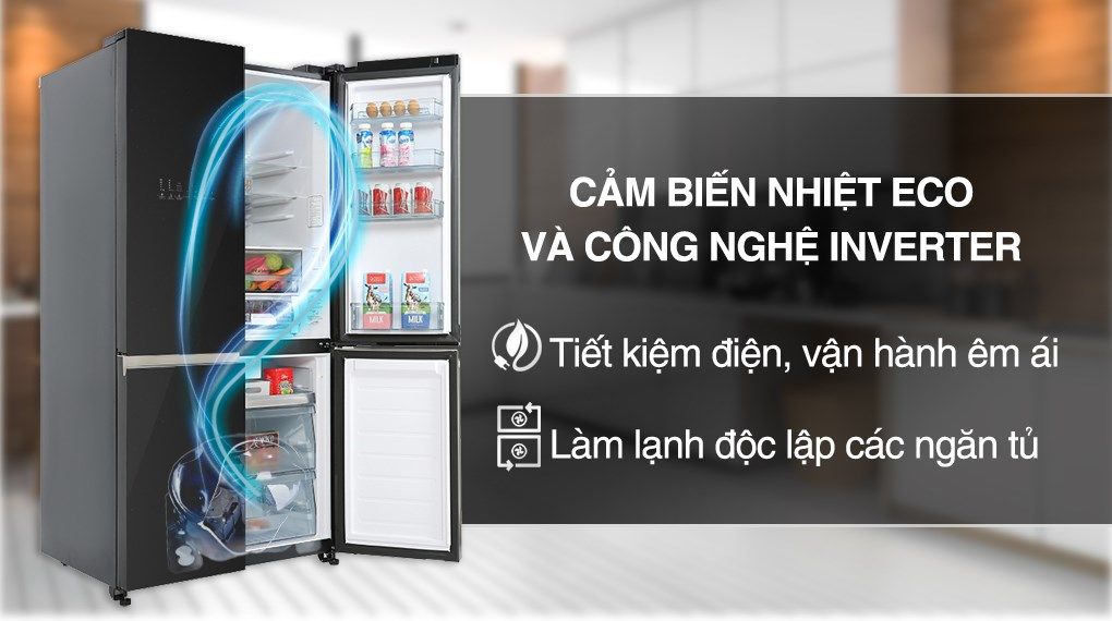 Tủ lạnh Hitachi Inverter 569 lít R-WB640VGV0 GBK (4 cánh)