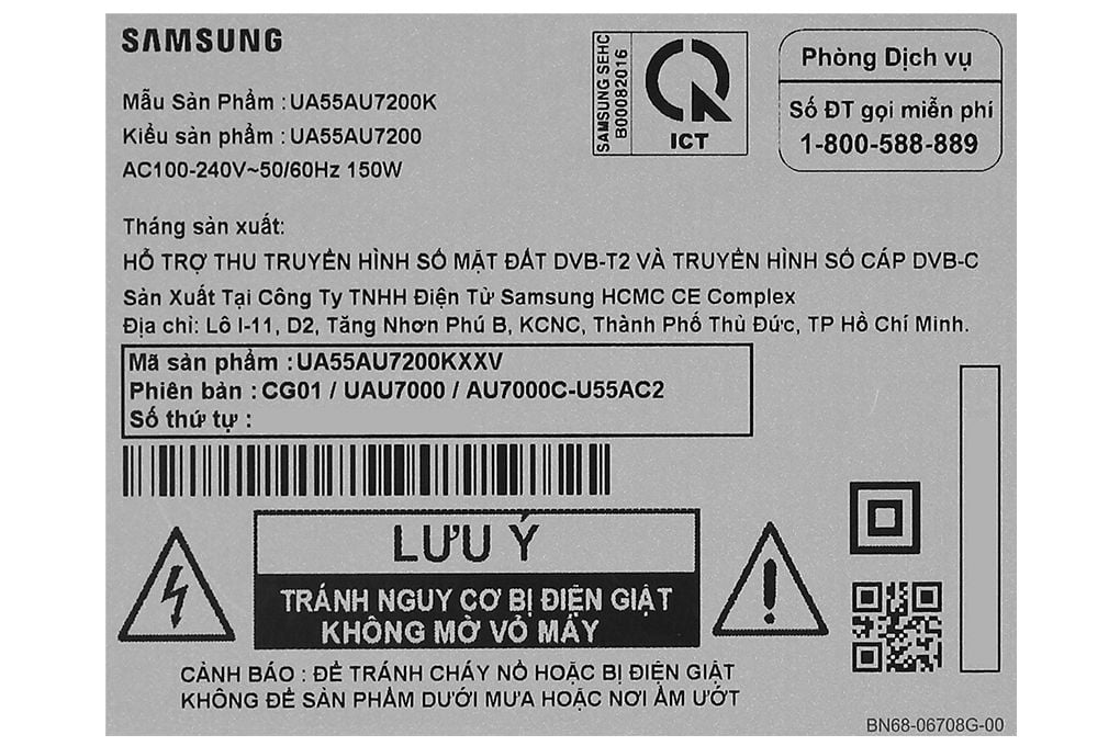 Smart Tivi Samsung Crystal UHD 4K 55 inch UA55AU7200 [ 55AU7200 ] - Chính Hãng