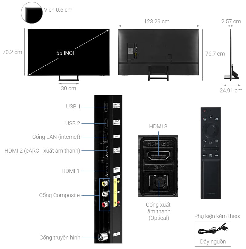 Smart Tivi Samsung 4K Crystal UHD 55 Inch UA55AU9000