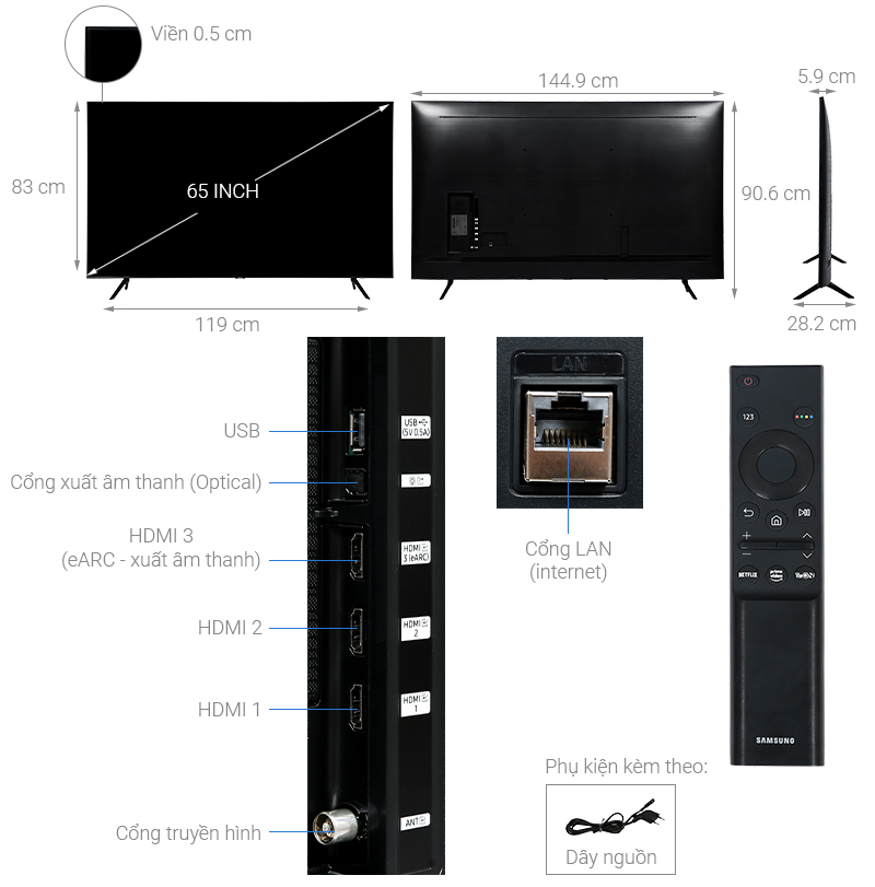 Smart Tivi Samsung 4K Crystal UHD 65 inch UA65AU7200