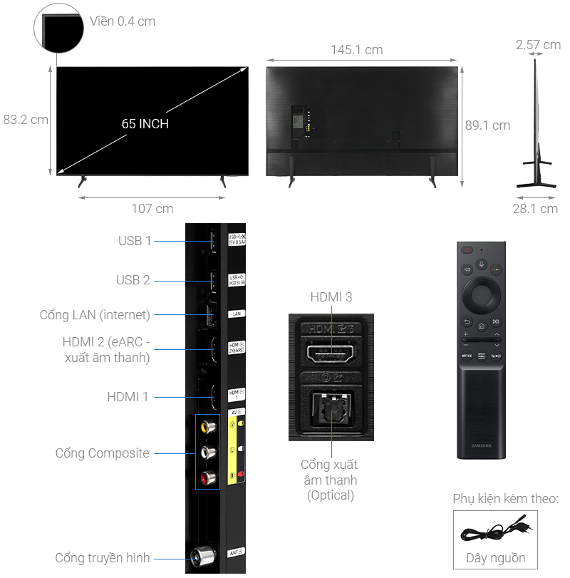 Smart Tivi Samsung 4K Crystal UHD 65 inch UA65AU8100