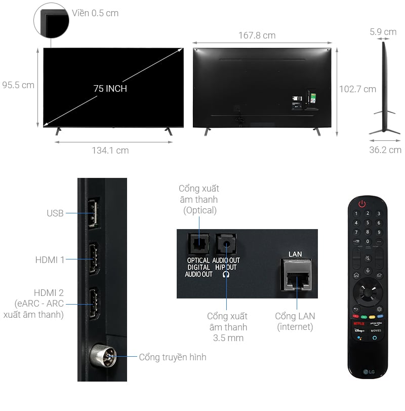 Smart Tivi LG 4K 75 inch 75UP7750PTB