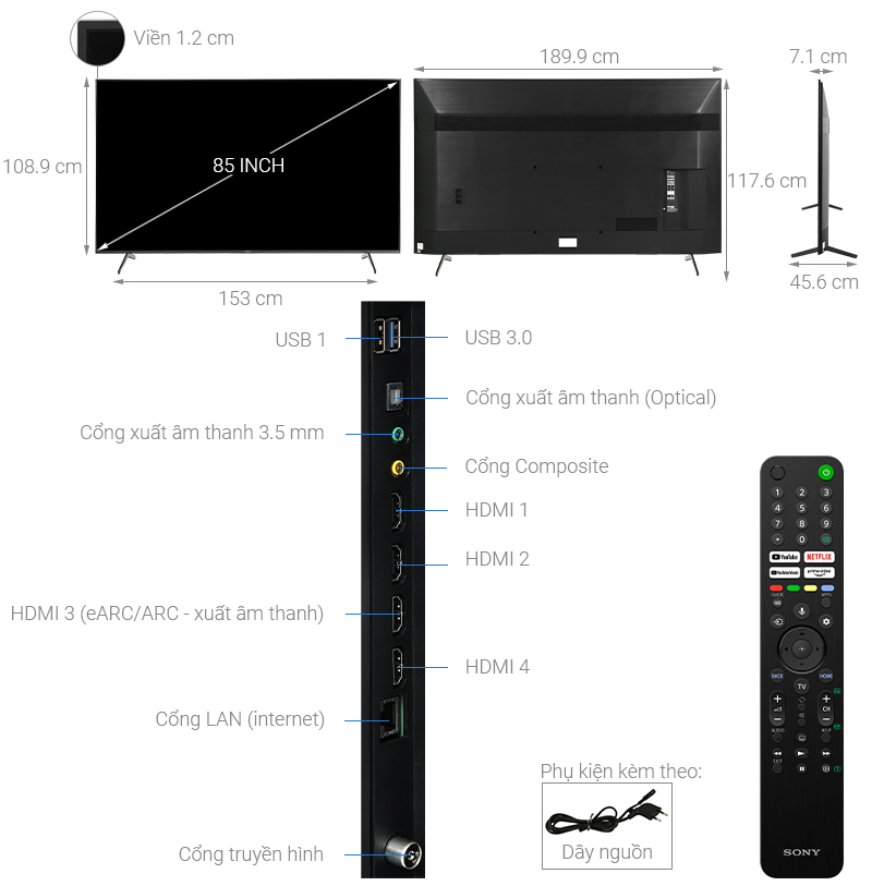Android Tivi Sony 4K 85 inch KD-85X86J