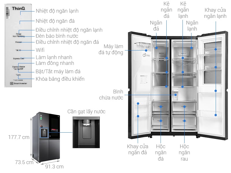 Tủ lạnh LG Inverter 635 Lít GR-X257MC