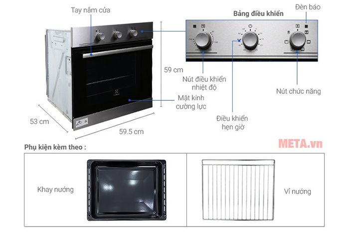 Lò nướng âm Electrolux EOB2100COX (53 lít)