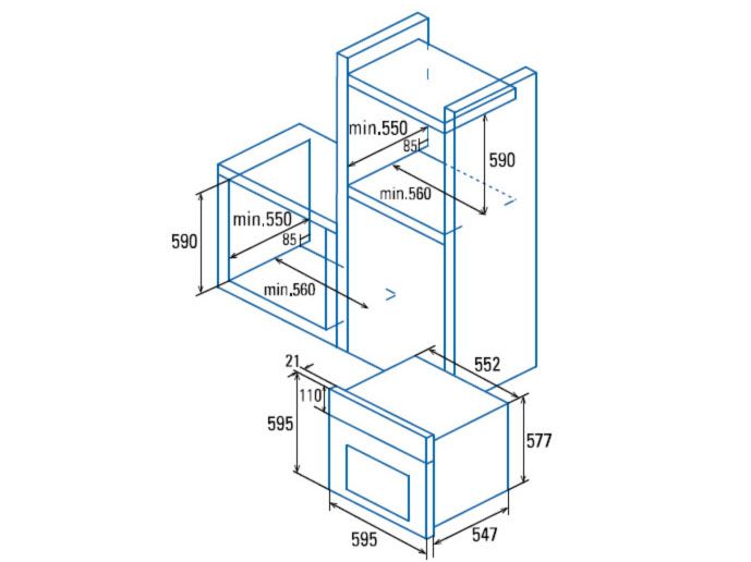 Lò nướng âm tủ Cata MT 8012 BK (72 lít)