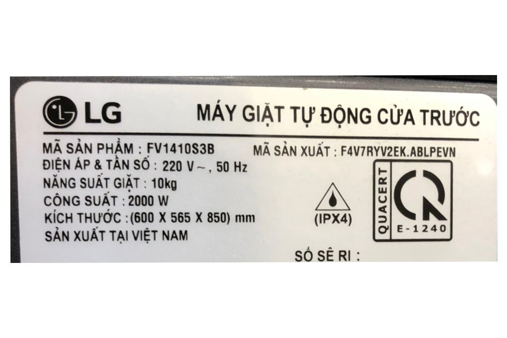 Máy giặt LG Inverter 10 kg FV1410S3B