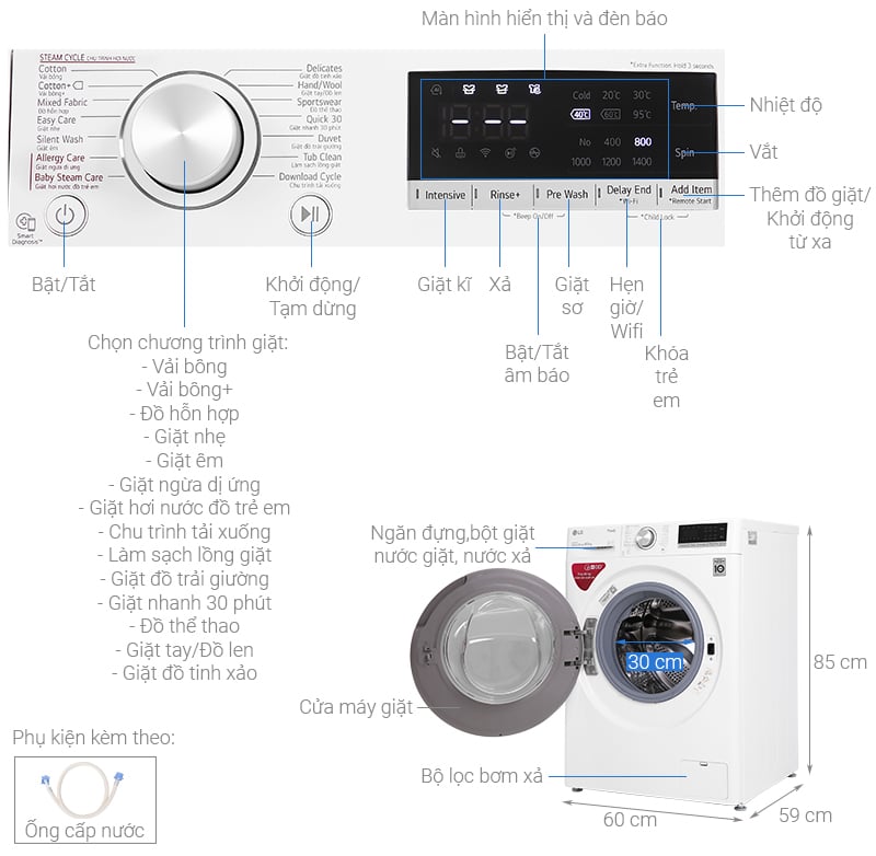 Electrolux Inverter 8.5 kg FV1408S4W
