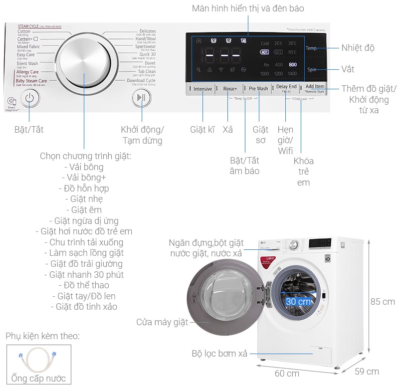 Máy giặt LG Inverter 8.5 kg FV1408S4W