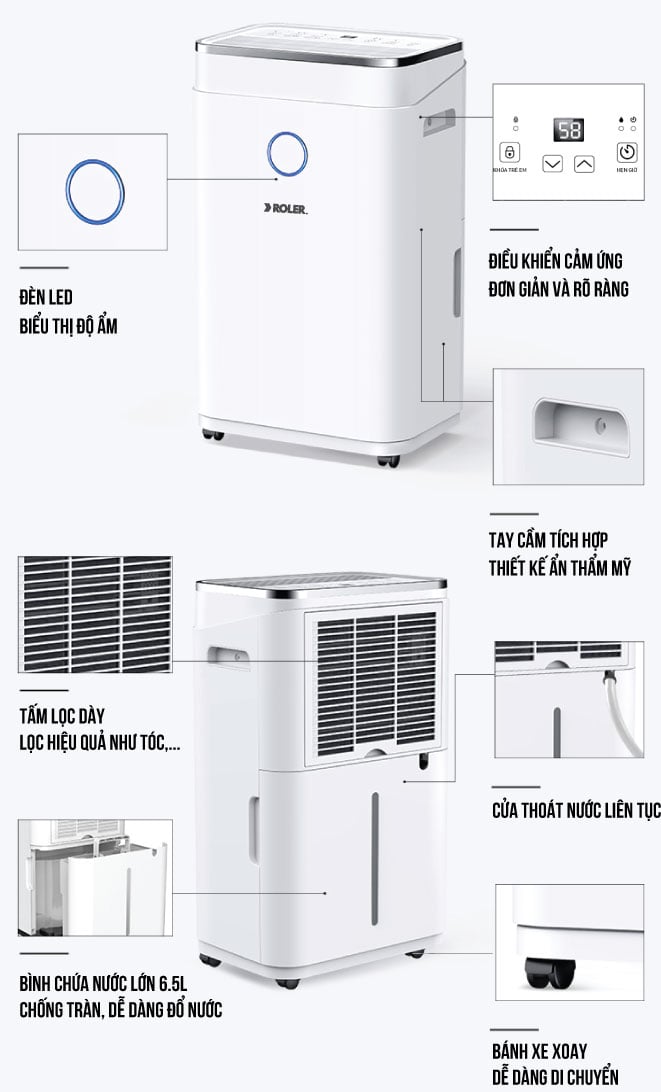 Máy hút ẩm điện tử 20 lít Roler RD-1111