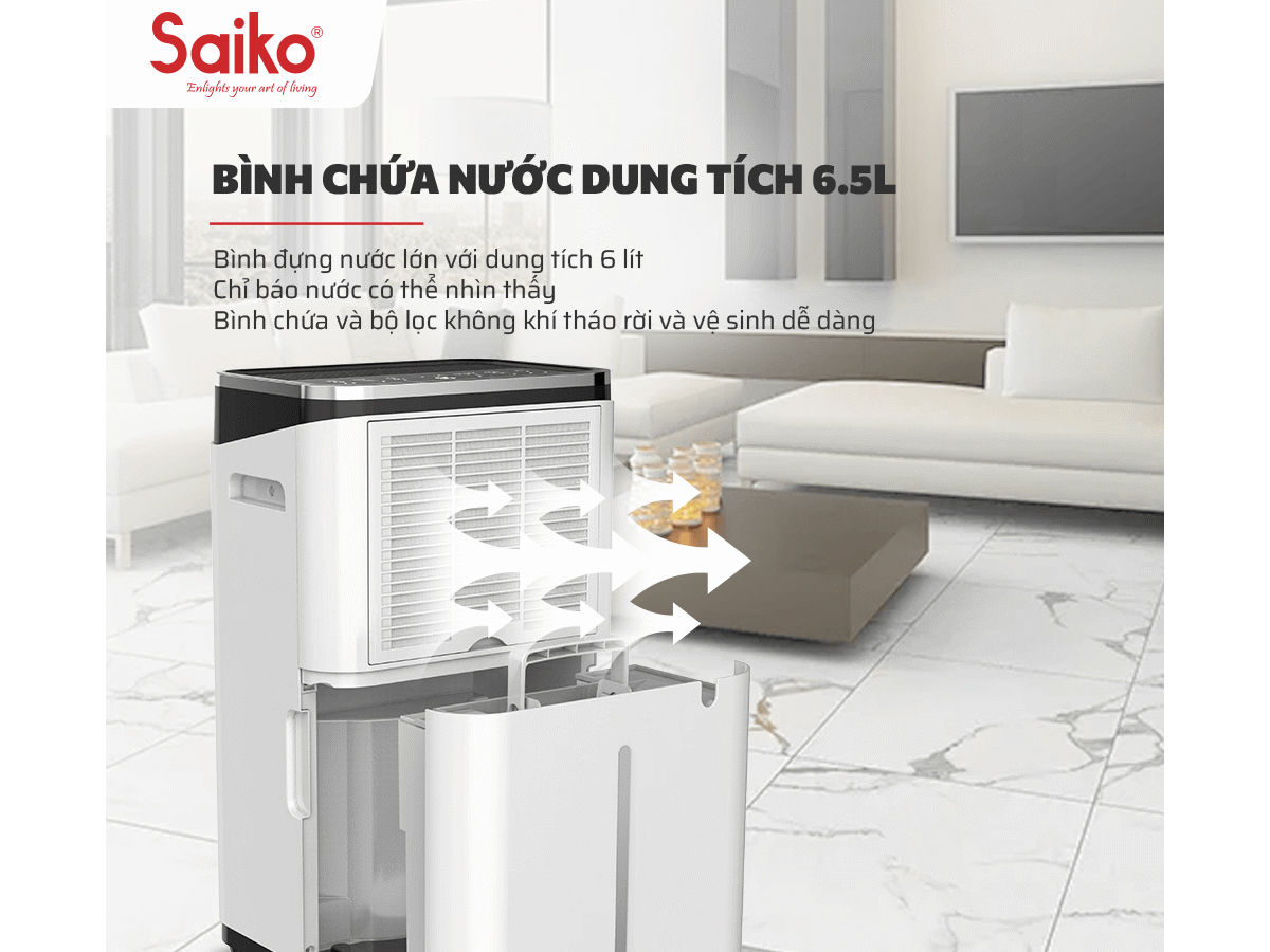 Dung tích bình chứa 6,5 lít 