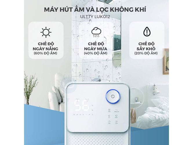 Máy hút ẩm cài đặt được chế độ hút ẩm Máy hút ẩm và lọc không khí