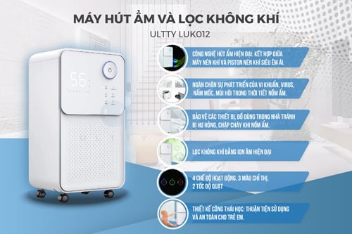 Máy hút ẩm và lọc không khí Ultty LUKO OL12-BD001E Ultty LUKO OL12-BD001E