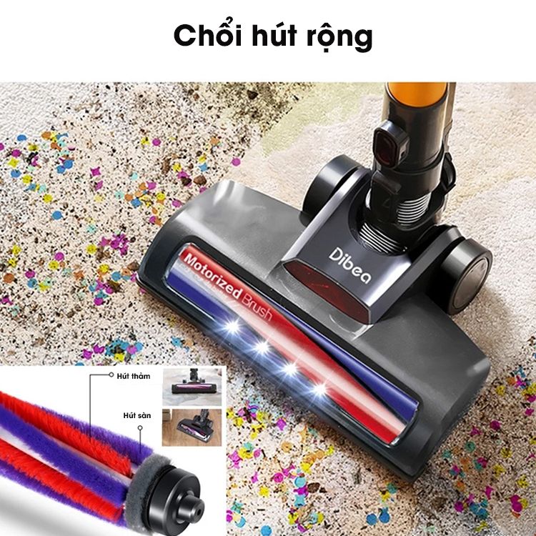 Máy hút bụi cầm tay không dây 2 trong 1 Dibea D18