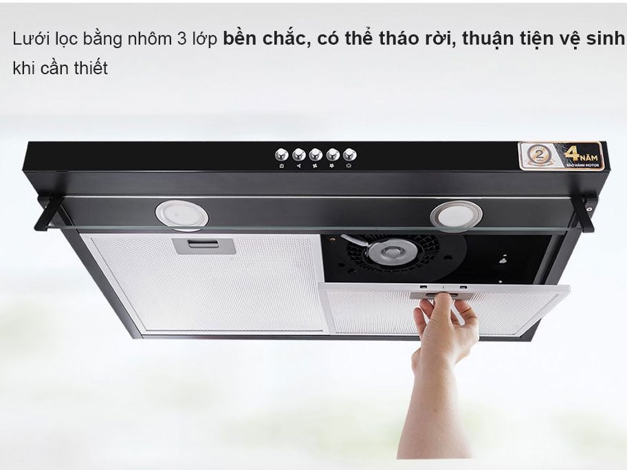 Máy hút mùi Sakura có lưới lọc nhôm Máy hút mùi Sakura