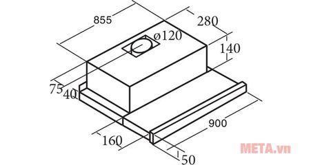 Máy hút mùi âm tủ Cata TF 2003 90 Duralum